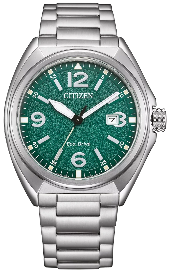 Citizen herrklocka med grön urtavla och Eco-Drive, armband i rostfritt stål