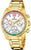 Festina damklocka med guldfärgat metallarmband, vit urtavla och regnbågsinspirerad infattning, kvarts