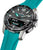 Festina Connected herrklocka snett: svart urtavla, självlysande visare, turkosfärgat armband.