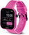 Smartklocka med rosa silikonarmband, sidovy med knapp och skärm 10:00