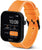 Unisex smartklocka med orange silikonarmband, sidovy och display som visar 10:09