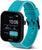 Smartklocka med turkos silikonarmband och sidokrona, display 10:09.