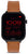 Unisex smartwatch med svart boett och brunt läderarmband, display 10:09