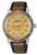 SEIKO Presage herrklocka med gul urtavla, brunt läderband, silverfärgat hölje