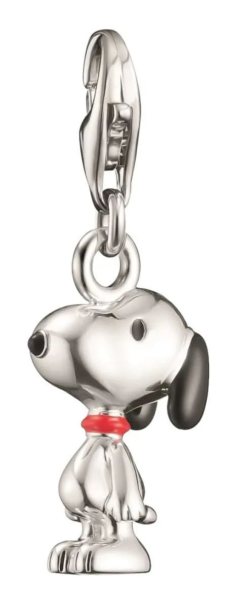 Charmhänge i sterlingsilver med Snoopy, röd halsduk och karbinhake