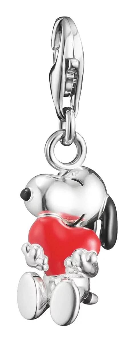 Thomas Sabo berlock i silver med Snoopy och rött hjärta, med fästögla