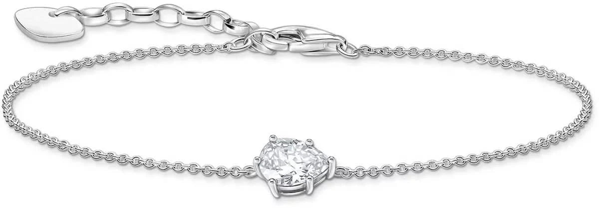 Silverfärgat armband med berlock med stenar och fin länkkedja, spänne på sidan