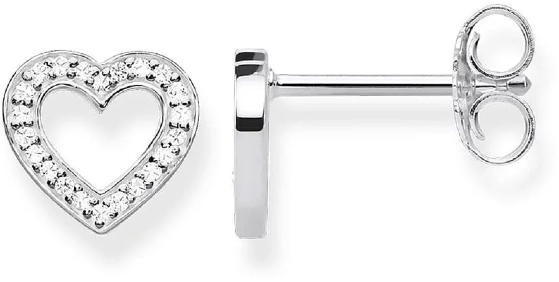 Stora hjärtformade örhängen i 925 sterling silver med gnistrande stenar