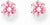 "Ett par örhängen med rund rosa zirkon och silverfärgad stift"