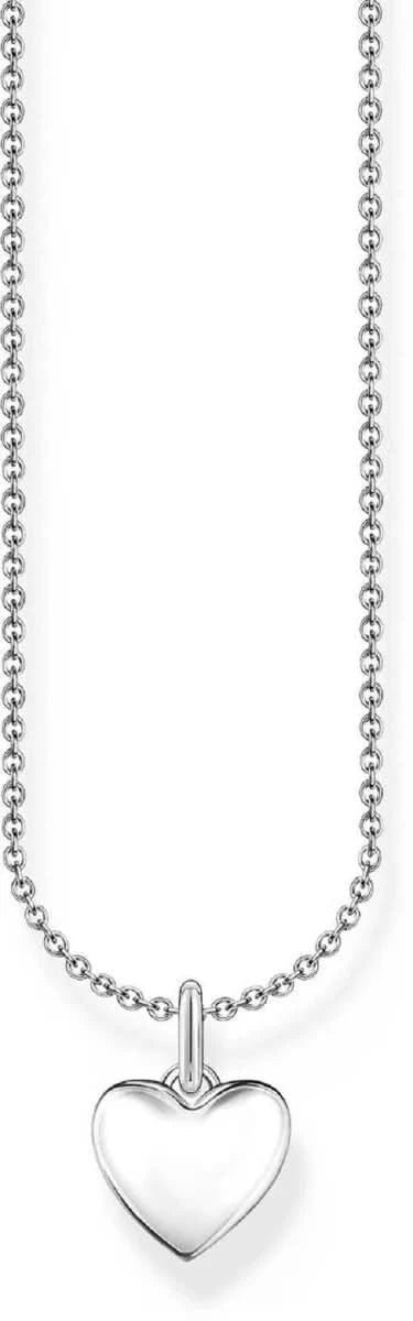 Halsband i silverfärgade länkar med hjärthänge