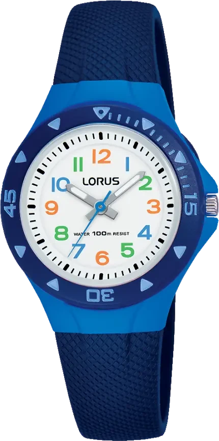 Lorus herrklocka med blått silikonarmband och rund urtavla, datumvisning