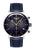 Herrenarmbanduhr mit blauem Zifferblatt, Lederarmband und Chronograph-Subdials