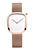 Roségoldene Damenarmbanduhr mit Milanaise-Armband und weißem Zifferblatt