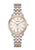 Damenarmbanduhr zweifarbig silber/goldfarben mit beigem Zifferblatt und Diamantindizes