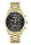 BOSS Chronograph Herrenuhr mit goldenem Edelstahlarmband und schwarzem Zifferblatt