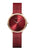 BERING Damenarmbanduhr, rundes Roségoldgehäuse, dunkelrotes Zifferblatt, roséfarbener Zeiger