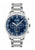 Herren-Chronograph mit blauem Zifferblatt, silbernem Edelstahlband und Mineralglas