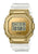 Casio G-Shock Outdooruhr mit weißem Kautschukband, goldfarbenem Gehäuse und digitalem Display