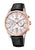 Festina Herren-Chronograph mit Lederarmband, silberfarbenem Gehäuse, weißem Zifferblatt, Datum