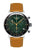 Herren-Armbanduhr: grünes Chronographenzifferblatt, braunes Lederarmband, silbernes Gehäuse