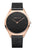 BERING Herrenuhr: schwarzes Zifferblatt, Roségoldgehäuse, schwarzes Milanaise-Armband