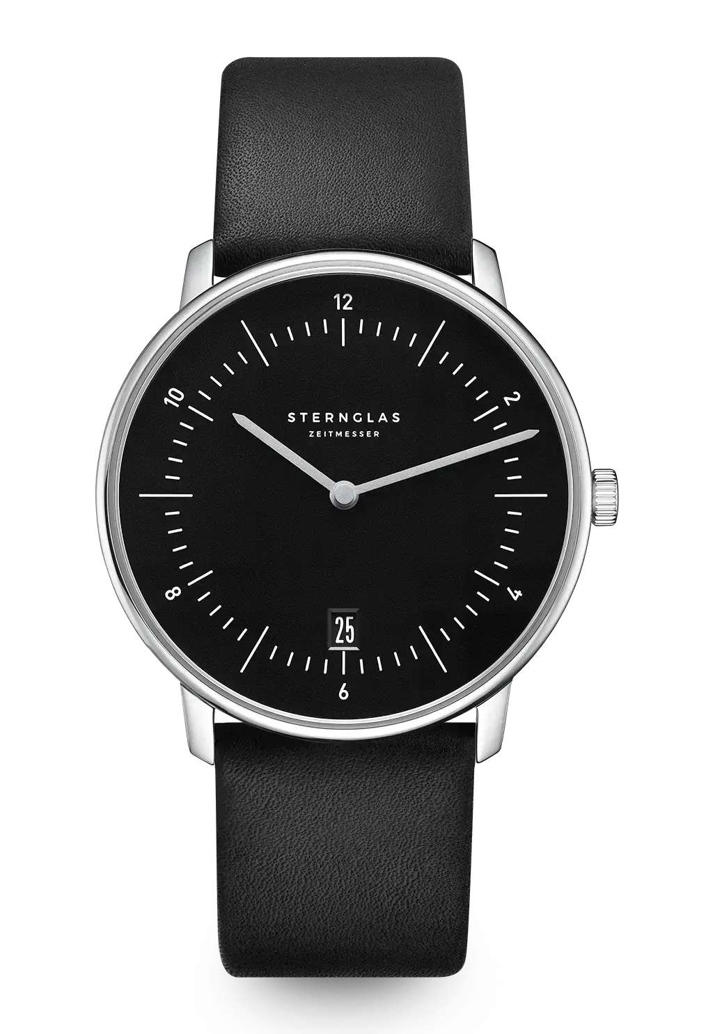 Sternglas Naos Quarz 38mm Armbanduhr Schwarz • Schlichtes Bauhaus-Design • Mineralglas