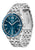 Herrenarmbanduhr mit blauem Zifferblatt und Edelstahlarmband, drehbare Lünette