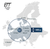 Grafik för radiostyrning: Europakarta med DCF77 och räckvidd 1 000 km