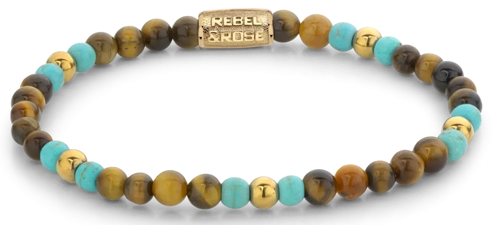 Armband från Rebel&Rose med färgglada ädelstenspärlor och lås i rostfritt stål