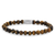 Armband med tigeröga-pärlor, lås i rostfritt stål och Rebel & Rose-logotyp