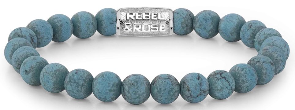Armband med turkosa turquenitpärlor och lås i rostfritt stål