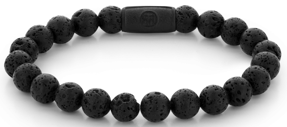Armband med svarta pärlor och svart stålspänne