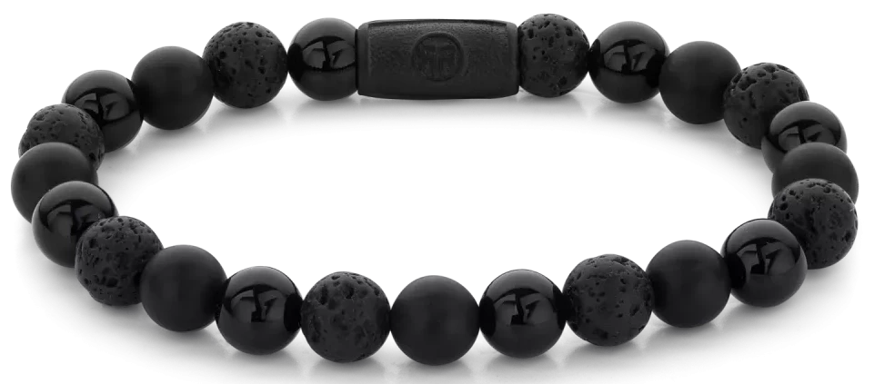 Armband med svarta pärlor och svart magnetlås