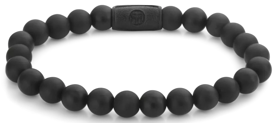Armband med svarta pärlor och svart stålspänne