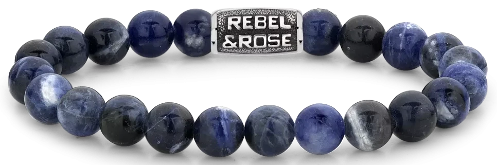 Armband av sodalitpärlor (ca 8 mm) med metallås, Rebel&Rose