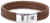 Armband i flätat brunt läder med silverfärgat spänne och prägling