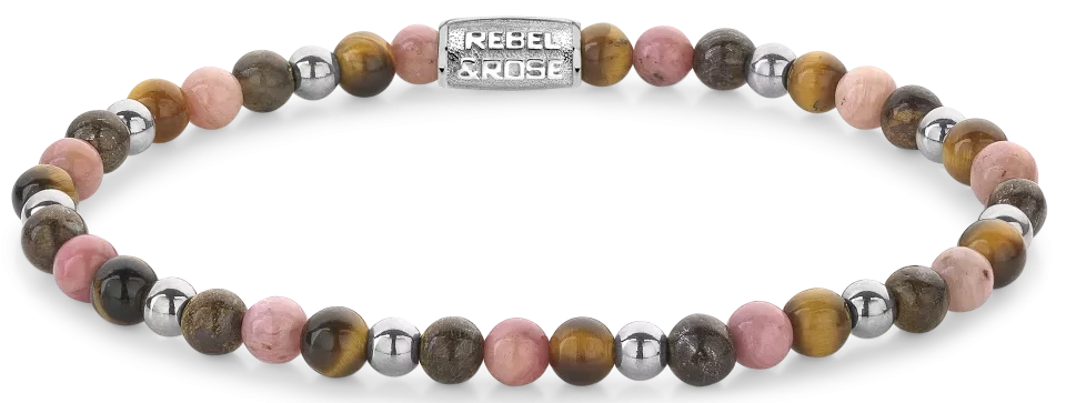 Armband med stenpärlor (ca 4 mm) och lås i rostfritt stål
