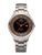 Solararmbandsur med titanlänk, rund urtavla i mörkbrunt och orangefärgade visare