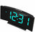 Digital väckarklocka: svart plastfodral, cyan LED-siffror, snooze