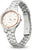 Casio SHEEN damklocka: silverfärgat rostfritt stålarmband, beige urtavla, roséguldfärgade detaljer