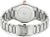 Baksidan av en silverfärgad herrklocka med metallarmband och graverat boettlock.