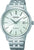 Seiko herrarmbandsur: silverfärgat metallband, vit urtavla, automatisk
