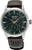 Seiko Presage herrklocka med mörkgrön urtavla, silverfärgat hölje och brunt läderband.