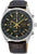 Seiko herrur med mörkgrön urtavla, läderarmband och kronografknappar