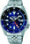 Seiko 5 Sports herrarmbandsur med blå urtavla, GMT-visare och metallänk