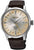Seiko Presage herrklocka: beige urtavla, brunt läderband, GMT-visning
