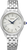 Damklocka med silverfärgat metallarmband och rund vit urtavla, blå visare, SEIKO