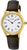 Seiko damklocka med guldfärgad boettring, vit urtavla och brunt läderarmband