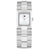 Tommy Hilfiger Damenarmbanduhr mit eckigem silberfarbenem Gehäuse, weißem Zifferblatt und Edelstahlband
