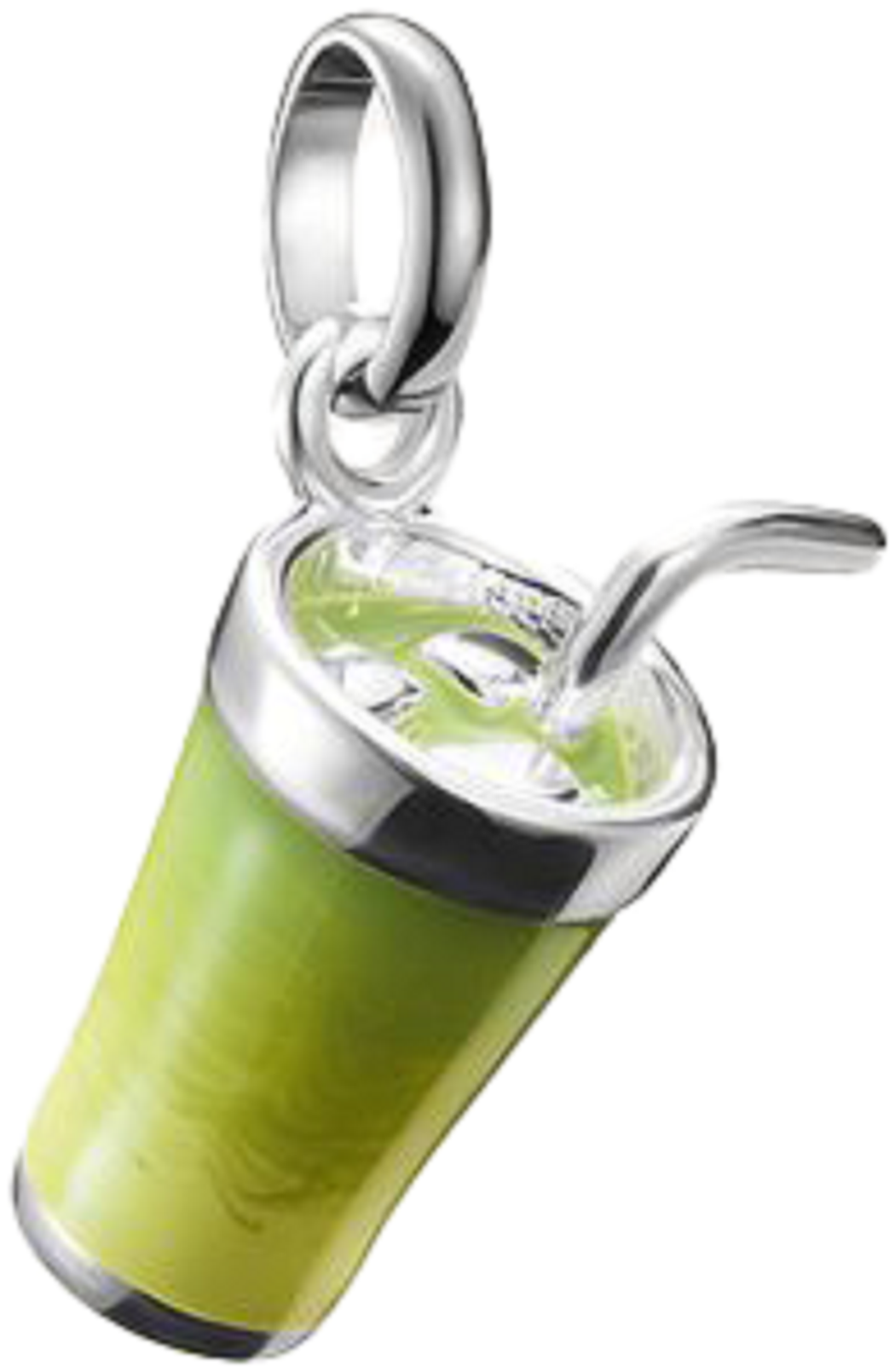 Charmhänge i silver med grön emaljinlägg för matcha latte